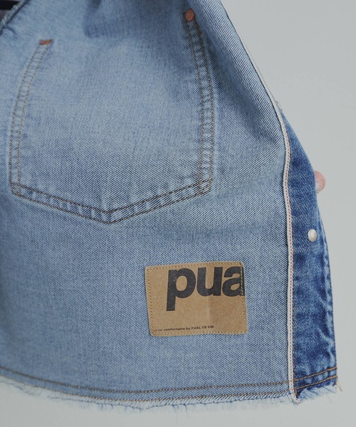 PUAL CE CIN(ピュアルセシン)の「セルビッチデニムノーカラージャケット(デニムジャケット・レディース・ブルー/インディゴブルー・FREE)」の4枚目の写真