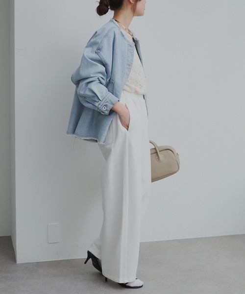 PUAL CE CIN(ピュアルセシン)の「セルビッチデニムノーカラージャケット(デニムジャケット・レディース・ブルー/インディゴブルー・FREE)」の10枚目の写真