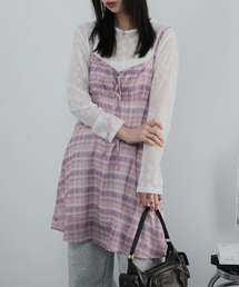 シアーチェックキャミワンピース