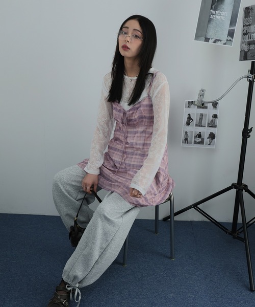 Ulysses(ユリシス)の「シアーチェックキャミワンピース(ワンピース・レディース・パープル/ベージュ・F)」の14枚目の写真