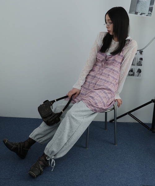 Ulysses(ユリシス)の「シアーチェックキャミワンピース(ワンピース・レディース・パープル/ベージュ・F)」の15枚目の写真