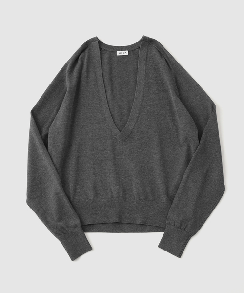 JIEDA(ジエダ)の「JIEDA / ジエダ COTTON SILK V NECK KNIT(ニット/セーター・メンズ・グレー/ブラック・1)」の2枚目の写真