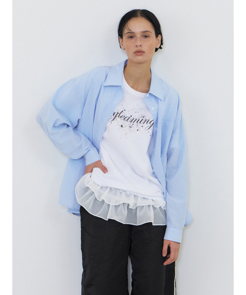 ETMON(エトモン)の「Stripe Pocket Shirt, Sky Blue(シャツ/ブラウス・レディース・その他・FREE)」の1枚目の写真