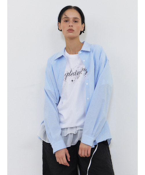 ETMON(エトモン)の「Stripe Pocket Shirt, Sky Blue(シャツ/ブラウス・レディース・その他・FREE)」の3枚目の写真