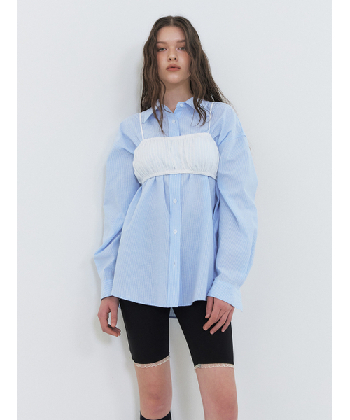 ETMON(エトモン)の「Stripe Pocket Shirt, Sky Blue(シャツ/ブラウス・レディース・その他・FREE)」の5枚目の写真