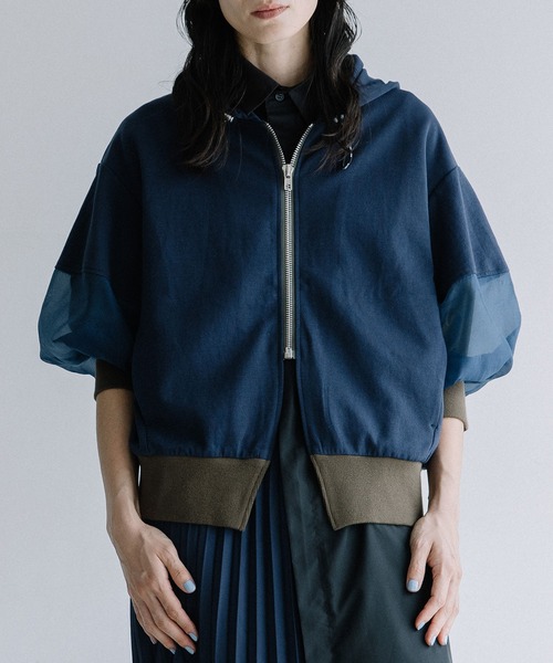 MARECHAL TERRE(マルシャルテル)の「コンビネーションフーディ(スウェット・レディース・グレー/オフホワイト/ネイビー/ブラック・MEDIUM)」の4枚目の写真