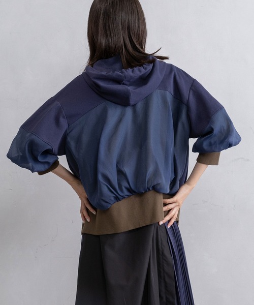 MARECHAL TERRE(マルシャルテル)の「コンビネーションフーディ(スウェット・レディース・グレー/オフホワイト/ネイビー/ブラック・MEDIUM)」の10枚目の写真