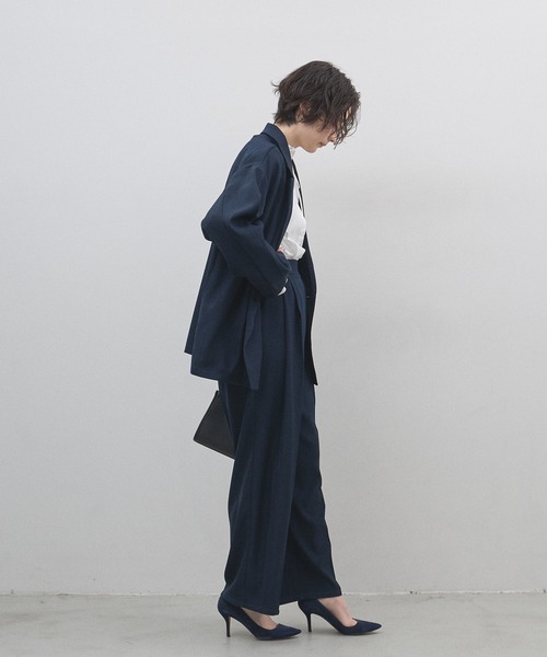 &. NOSTALGIA（アンドドットノスタルジア）の「ツイルワイドストレートパンツ（セットアップ）（スラックス・レディース・ベージュ/ネイビー・M）」の9枚目の写真