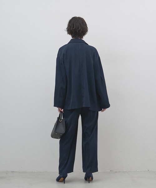 &. NOSTALGIA（アンドドットノスタルジア）の「ツイルワイドストレートパンツ（セットアップ）（スラックス・レディース・ベージュ/ネイビー・M）」の10枚目の写真