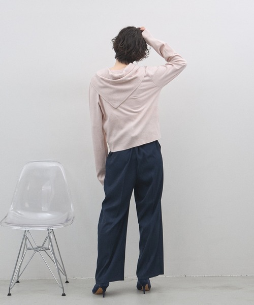 &. NOSTALGIA（アンドドットノスタルジア）の「ツイルワイドストレートパンツ（セットアップ）（スラックス・レディース・ベージュ/ネイビー・M）」の12枚目の写真