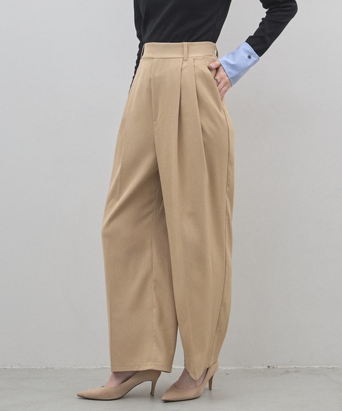 &. NOSTALGIA（アンドドットノスタルジア）の「ツイルワイドストレートパンツ（セットアップ）（スラックス・レディース・ベージュ/ネイビー・M）」の15枚目の写真
