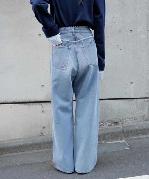 FREE'S MART（フリーズマート）の「◆レーストリミングワイドストレートデニム（その他パンツ・レディース・ライトインディゴブルー/ブラック系その他・X-SMALL/MEDIUM/SMALL）」の21枚目の写真
