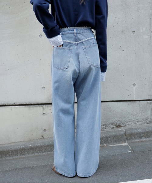 FREE'S MART（フリーズマート）の「◆レーストリミングワイドストレートデニム（その他パンツ・レディース・ライトインディゴブルー/ブラック系その他・X-SMALL/MEDIUM/SMALL）」の10枚目の写真