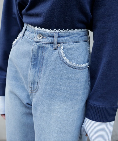 FREE'S MART（フリーズマート）の「◆レーストリミングワイドストレートデニム（その他パンツ・レディース・ライトインディゴブルー/ブラック系その他・X-SMALL/MEDIUM/SMALL）」の11枚目の写真