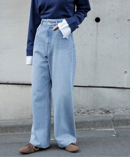 FREE'S MART（フリーズマート）の「◆レーストリミングワイドストレートデニム（その他パンツ・レディース・ライトインディゴブルー/ブラック系その他・X-SMALL/MEDIUM/SMALL）」の14枚目の写真