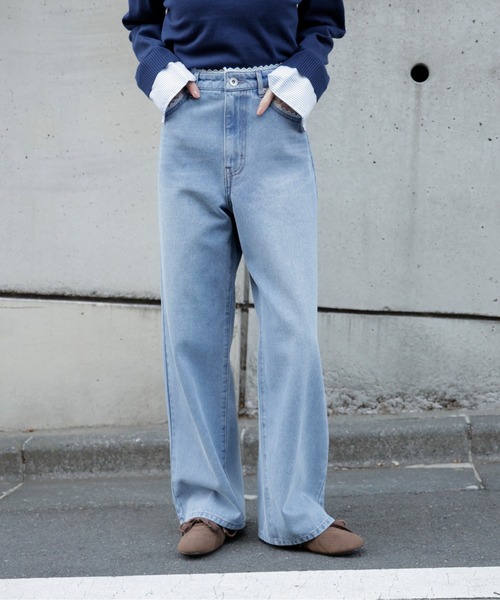 FREE'S MART（フリーズマート）の「◆レーストリミングワイドストレートデニム（その他パンツ・レディース・ライトインディゴブルー/ブラック系その他・X-SMALL/MEDIUM/SMALL）」の15枚目の写真