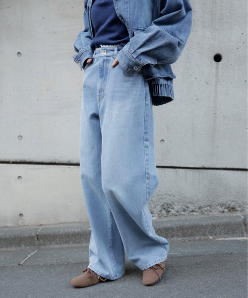 FREE'S MART（フリーズマート）の「◆レーストリミングワイドストレートデニム（その他パンツ・レディース・ライトインディゴブルー/ブラック系その他・X-SMALL/MEDIUM/SMALL）」の17枚目の写真