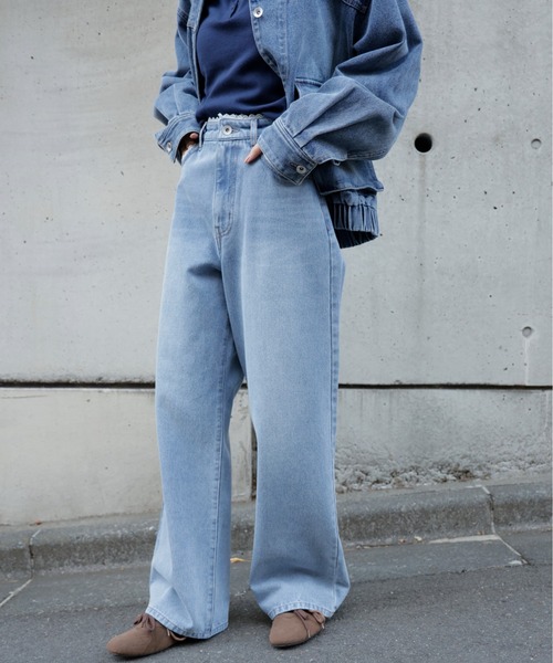 FREE'S MART（フリーズマート）の「◆レーストリミングワイドストレートデニム（その他パンツ・レディース・ライトインディゴブルー/ブラック系その他・X-SMALL/MEDIUM/SMALL）」の18枚目の写真