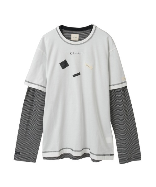 KARL HELMUT(カールヘルム)の「ロゴ&ネームワッペンTシャツとボーダー長袖Tシャツのセット(その他トップス・メンズ・ホワイト×ブラック/ミント/レッド/ピンク・LARGE/MEDIUM)」の2枚目の写真