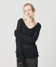ATTISESSION（アティセッション）の「＜ATTISESSION＞メッシュ Uネック ニット トップス（ニット/セーター）」