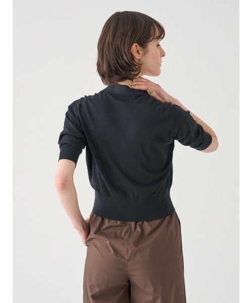 JOHN SMEDLEY(ジョンスメドレー)の「Vネック5分袖クロップドコットンニットカーディガン(カーディガン/ボレロ・レディース・ブラック・M/S)」の6枚目の写真
