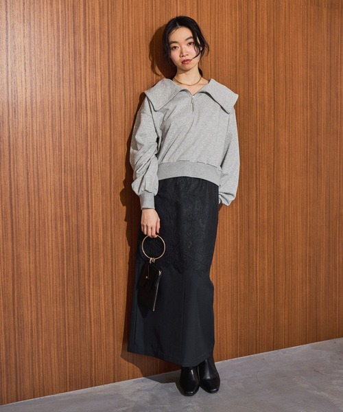 mysty woman（ミスティウーマン）の「レースレイヤードスカート 660061（スカート・レディース・ベージュ/グリーン系その他/ダークブルー・SMALL/MEDIUM）」の4枚目の写真