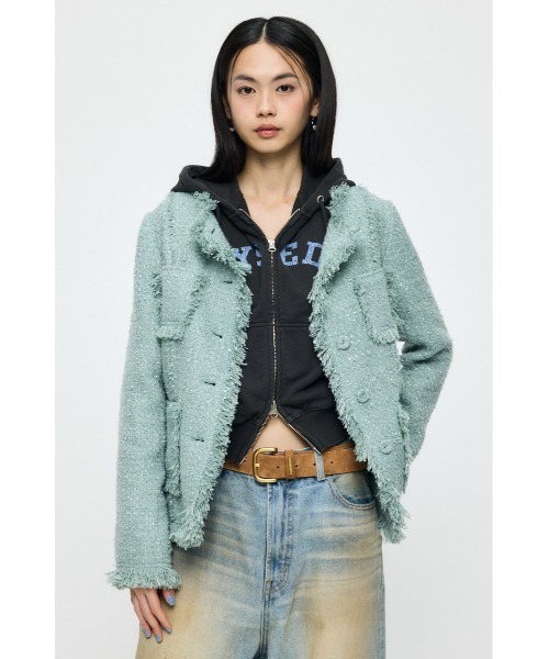 MOUSSY（マウジー）の「SLACKER TWEED ジャケット（その他アウター・レディース・ライトグリーン/アイボリー/ブラック系その他・FREE）」の9枚目の写真