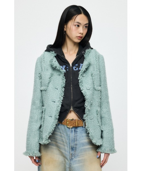 MOUSSY（マウジー）の「SLACKER TWEED ジャケット（その他アウター・レディース・ライトグリーン/アイボリー/ブラック系その他・FREE）」の10枚目の写真