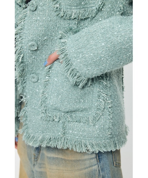 MOUSSY（マウジー）の「SLACKER TWEED ジャケット（その他アウター・レディース・ライトグリーン/アイボリー/ブラック系その他・FREE）」の16枚目の写真