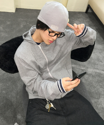 INTEMPOMOOD（インテンポムード）の「スキュー ジップアップフードパーカー_グレー（パーカー）」