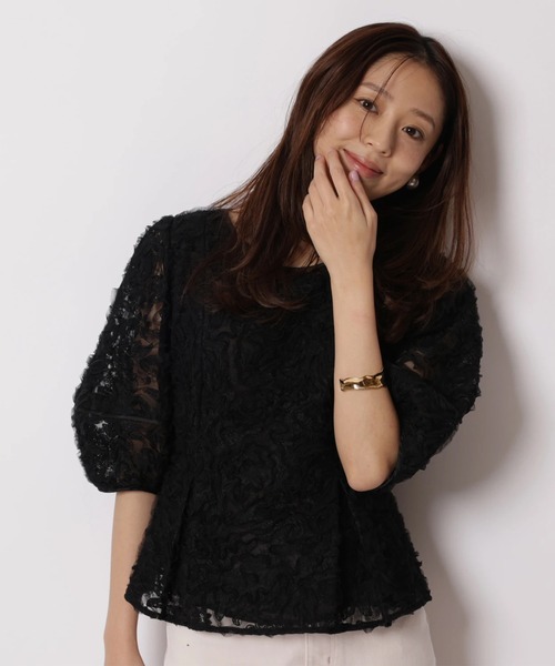 JUSGLITTY（ジャスグリッティー）の「チュールレースブラウス（シャツ/ブラウス・レディース・ブラック/ホワイト・2/1）」の5枚目の写真