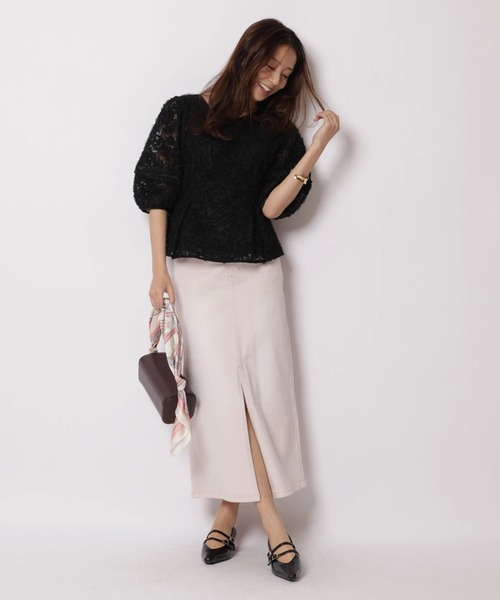 JUSGLITTY（ジャスグリッティー）の「チュールレースブラウス（シャツ/ブラウス・レディース・ブラック/ホワイト・2/1）」の7枚目の写真