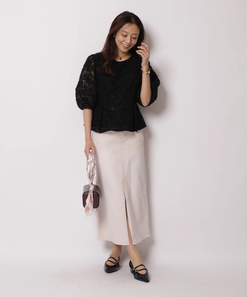 JUSGLITTY（ジャスグリッティー）の「チュールレースブラウス（シャツ/ブラウス・レディース・ブラック/ホワイト・2/1）」の9枚目の写真