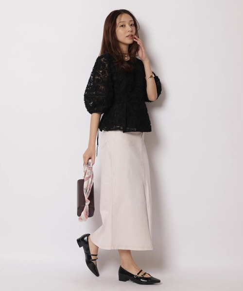 JUSGLITTY（ジャスグリッティー）の「チュールレースブラウス（シャツ/ブラウス・レディース・ブラック/ホワイト・2/1）」の10枚目の写真