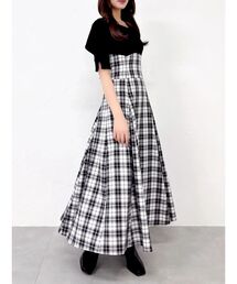 dazzlin | ビッグカラーチェックコルセットワンピース(ワンピース)