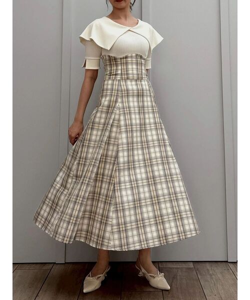 dazzlin（ダズリン）の「ビッグカラーチェックコルセットワンピース（ワンピース・レディース・ブラック/オフホワイト/ネイビー・MEDIUM/SMALL）」の22枚目の写真