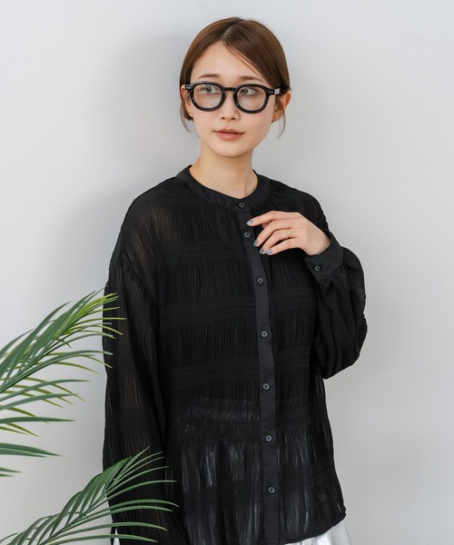 fort point(フォーポイント)の「【C-FORT POINT/フォートポイント】マジョリカプリーツブラウス(シャツ/ブラウス・レディース・ブラック/ブルー/オフホワイト・MEDIUM)」の14枚目の写真