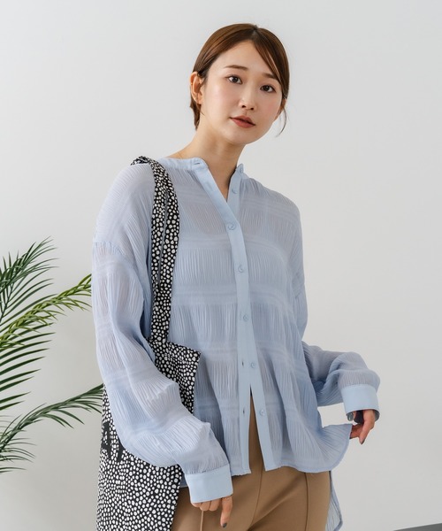 fort point(フォーポイント)の「【C-FORT POINT/フォートポイント】マジョリカプリーツブラウス(シャツ/ブラウス・レディース・ブラック/ブルー/オフホワイト・MEDIUM)」の7枚目の写真