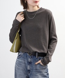 無地 ロングTシャツ プチハイネック