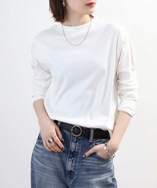 FUNALIVE(ファンアライブ)の「無地 ロングTシャツ プチハイネック(Tシャツ/カットソー・レディース・チャコールグレー/杢グレー/ブラック/オフホワイト・LL/M/L/3L)」の22枚目の写真