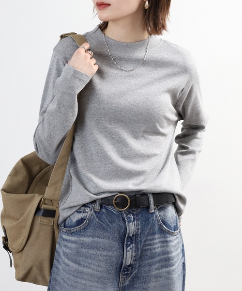 FUNALIVE(ファンアライブ)の「無地 ロングTシャツ プチハイネック(Tシャツ/カットソー・レディース・チャコールグレー/杢グレー/ブラック/オフホワイト・LL/M/L/3L)」の12枚目の写真