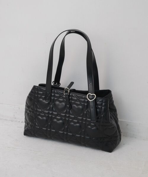 RETRO GIRL（レトロガール）の「ハートキルトキャリーオンバッグ（トートバッグ・レディース・ピンク/オフホワイト/ブラック・ONE SIZE）」の5枚目の写真