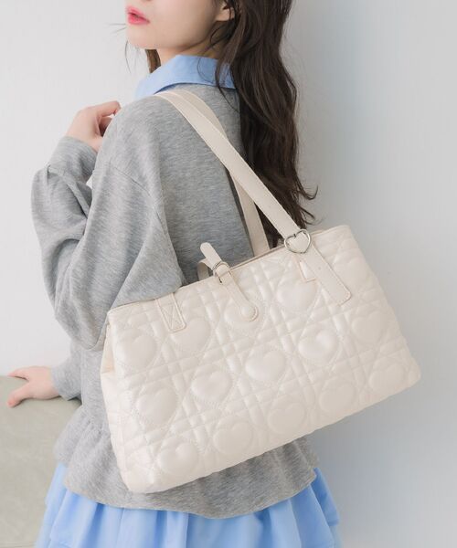 RETRO GIRL（レトロガール）の「ハートキルトキャリーオンバッグ（トートバッグ・レディース・ピンク/オフホワイト/ブラック・ONE SIZE）」の11枚目の写真