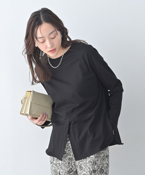 Liyoca（リヨカ）の「【Liyoca】ベーシック天竺スリットプルオーバー（Tシャツ/カットソー・レディース・ホワイト/ブラック・02）」の8枚目の写真