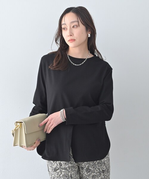 Liyoca（リヨカ）の「【Liyoca】ベーシック天竺スリットプルオーバー（Tシャツ/カットソー・レディース・ホワイト/ブラック・02）」の9枚目の写真