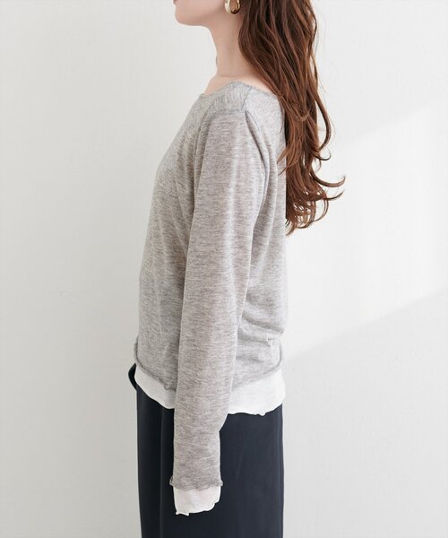 natural couture（ナチュラルクチュール）の「リバーシブルシアーカットTOPS（Tシャツ/カットソー・レディース・サックスブルー/ピンク/ネイビー/グレー・FREE）」の10枚目の写真