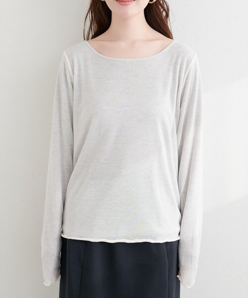 natural couture（ナチュラルクチュール）の「リバーシブルシアーカットTOPS（Tシャツ/カットソー・レディース・サックスブルー/ピンク/ネイビー/グレー・FREE）」の15枚目の写真