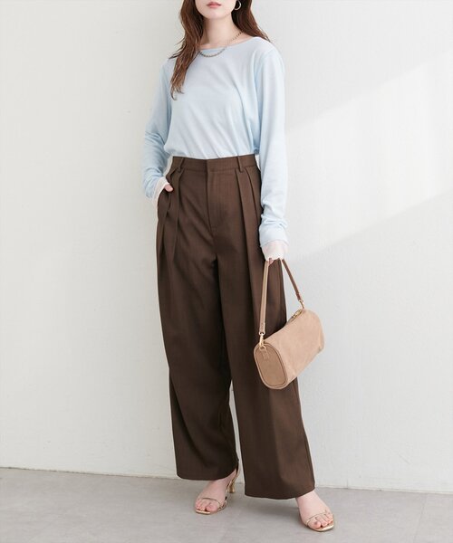 natural couture（ナチュラルクチュール）の「リバーシブルシアーカットTOPS（Tシャツ/カットソー・レディース・サックスブルー/ピンク/ネイビー/グレー・FREE）」の19枚目の写真