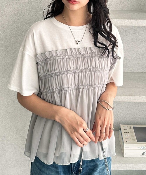 GeeRA(ジーラ)の「シアービスチェドッキングTシャツ(Tシャツ/カットソー・レディース・ブラック/オフホワイト/ホワイト×グレー・MEDIUM/LARGE/X-LARGE)」の15枚目の写真