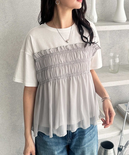 GeeRA(ジーラ)の「シアービスチェドッキングTシャツ(Tシャツ/カットソー・レディース・ブラック/オフホワイト/ホワイト×グレー・MEDIUM/LARGE/X-LARGE)」の16枚目の写真